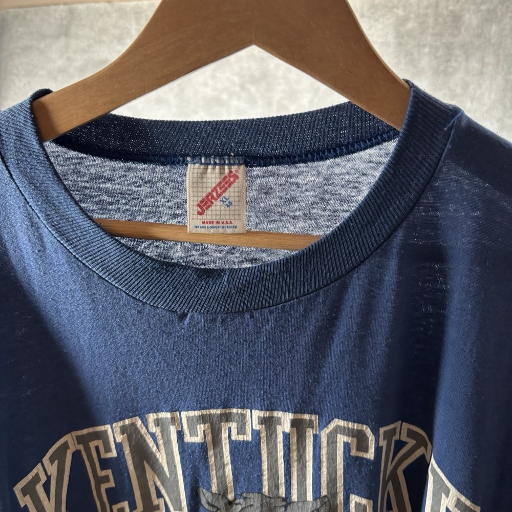 Vintage 80s Kentucky Wildcats T Shirt Mens XL Blue‎ Graphic Thin Made In USA